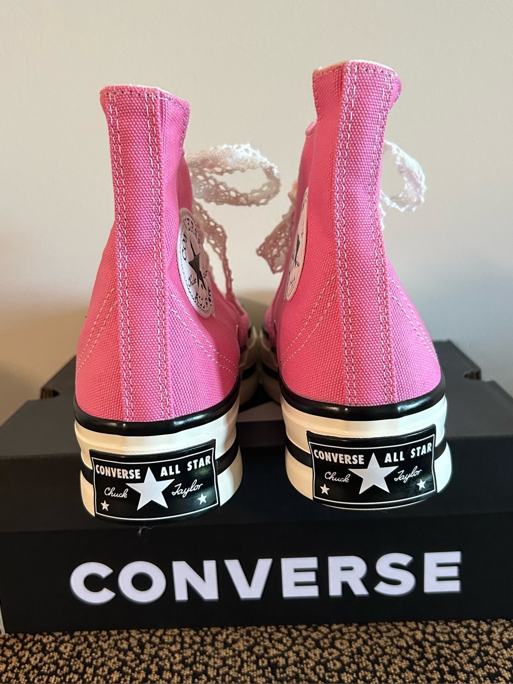 NEW Converse Chuck 70 Plus Pink Canvas High-Top Platform, Bonus 2 Pairs Laces - Picture 5 of 7